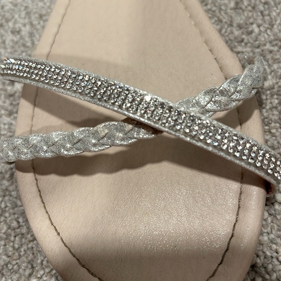 MUDAN Sparkly Silver Braided & Rhinestone Slingback Sandals - Size 9 - Picture 6 of 11